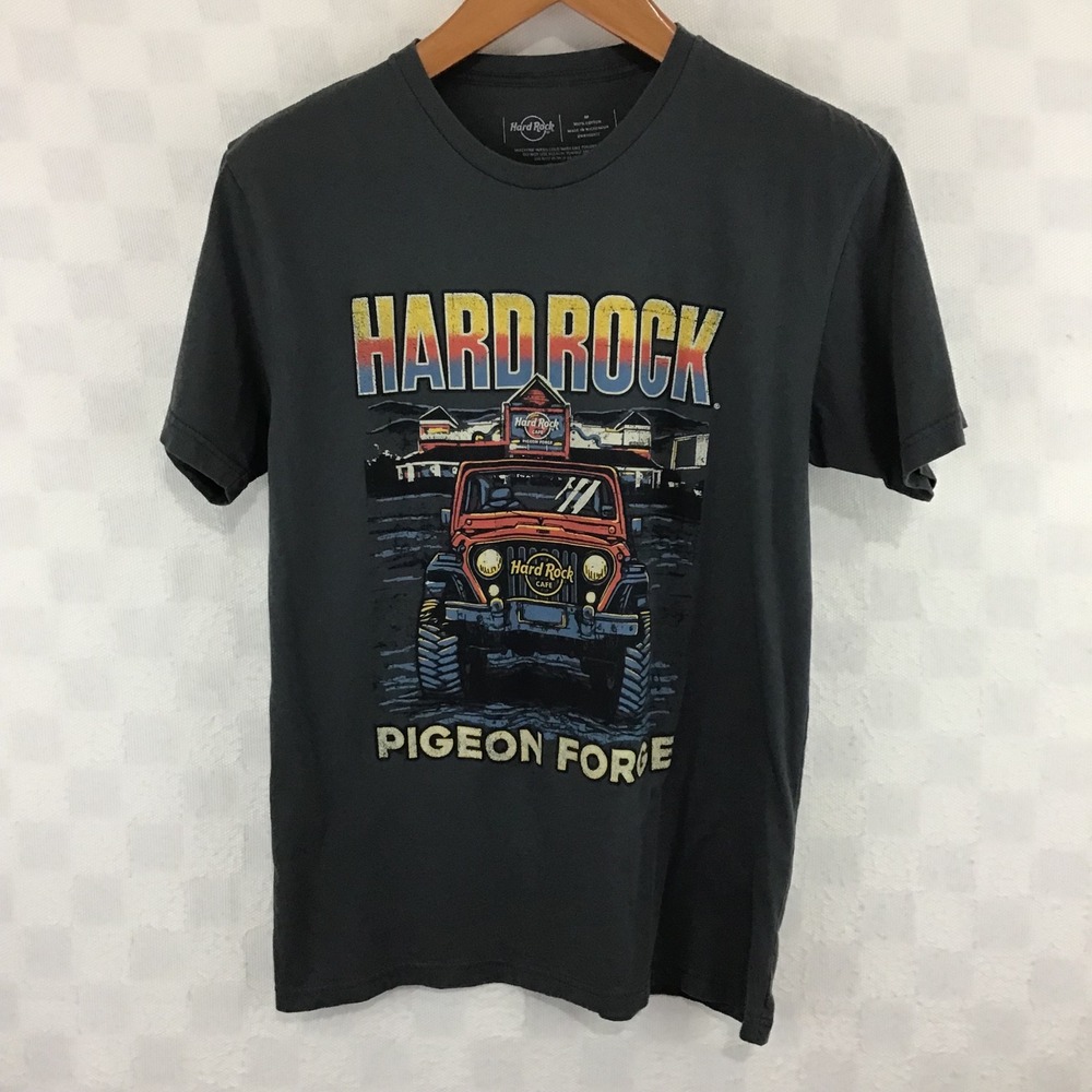 Hard Rock Pigeon Forge Jeep Invasion Graphic T-Shirt Charcoal‎ Gray Mens Medium